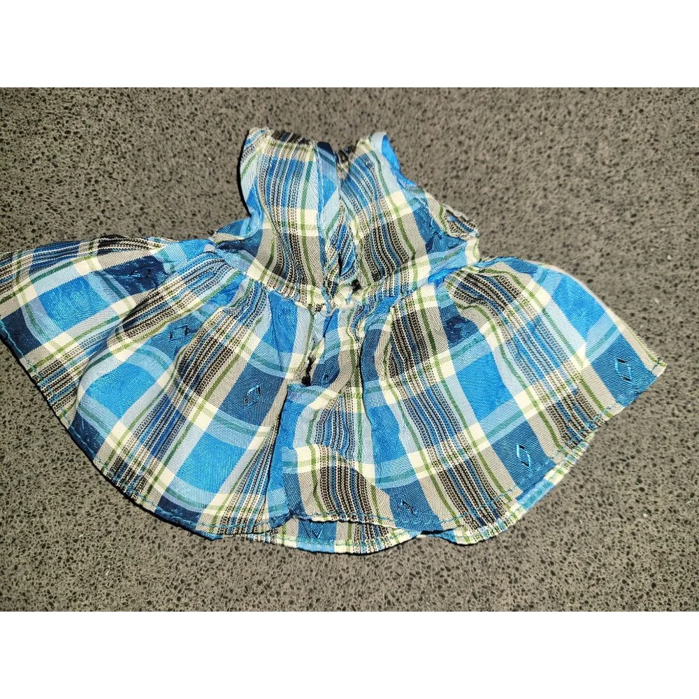 Vintage 1960s Blue Plaid Doll Dress 14” Kellogg Little Miss Kay